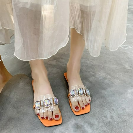 Sawvnm Women s Summer Transparent Flip-flop Square Flat Flat Rhinestone Slippers Great Gifts for Less Orange US:6
Sawvnm Women s Summer Transparent Flip-flop Square Flat Flat Rhinestone Slippers Great Gifts for Less Orange US:6