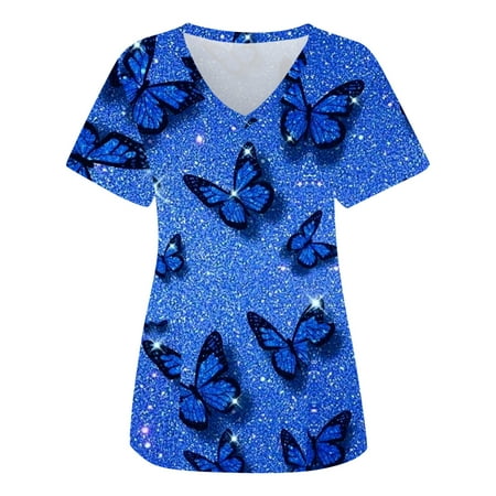 Women Scrubs Top Butterflies Printed Fashion Short Sleeve Workwear V Neck With Pocket Spring Summer Daily Nursing Uniforms Nursing Care Working Uniforms
Women Scrubs Top Butterflies Printed Fashion Short Sleeve Workwear V Neck With Pocket Spring Summer Daily Nursing Uniforms Nursing Care Working Uniforms