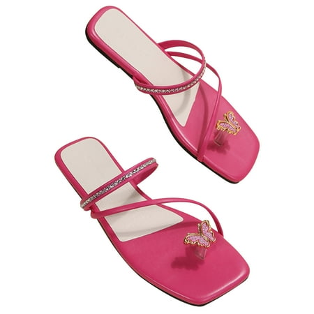 Stamzod Summer Savings Clearance Womens Fashion Square Toe Butterfly Decorate Rhinestone Flat Sandals Hot Pink 36
Stamzod Summer Savings Clearance Womens Fashion Square Toe Butterfly Decorate Rhinestone Flat Sandals Hot Pink 36