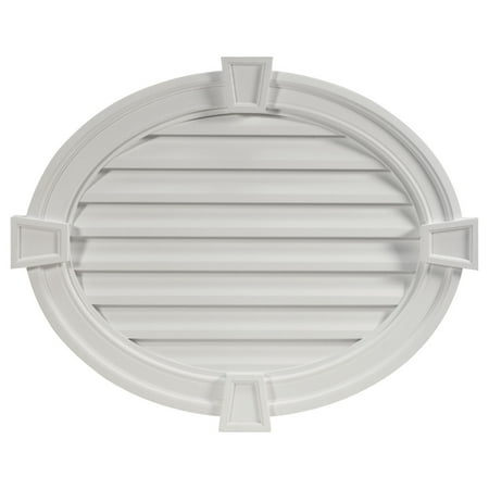 37 1/2 W x 30 H x 3 P Horizontal Oval Louver w/ Decorative Trim & Keystones Non-Functional