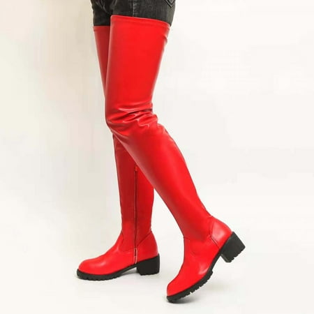 Tdoqot 2022 Boots for Women- Mid-Heel Christmas Gifts Casual Chunky Heel Women s Over-the-Knee Boots Red 38
Tdoqot 2022 Boots for Women- Mid-Heel Christmas Gifts Casual Chunky Heel Women s Over-the-Knee Boots Red 38