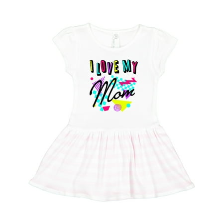 Inktastic I Love My Mom- 80s Retro Style Gift Toddler Girl Dress