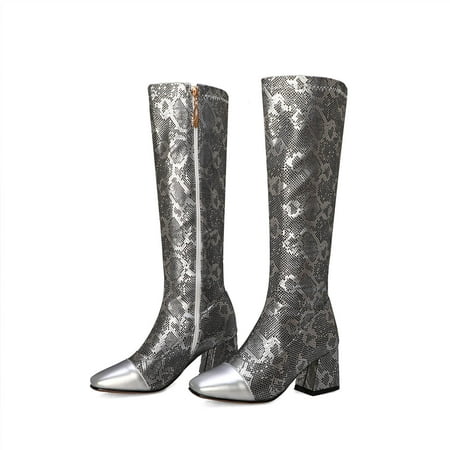 YOTAMI Womens Boots Women Side Zip Over-Knee Boots Snake Pattern Square High Heel Long Tube Booties Silver
YOTAMI Womens Boots Women Side Zip Over-Knee Boots Snake Pattern Square High Heel Long Tube Booties Silver
