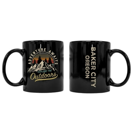Baker City Oregon Souvenir Adventure Awaits 8 oz Coffee Mug 2-Pack