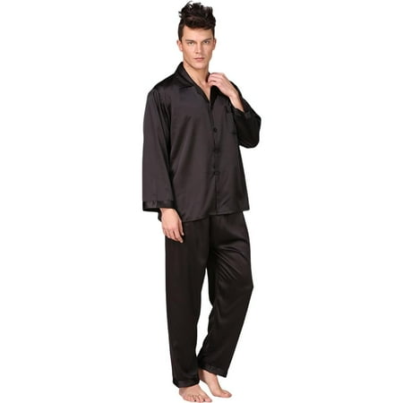 Men Pajama Set Button down Down Satin Two-Piece Sleepwear with Front Pocket 
Men Pajama Set Button down Down Satin Two-Piece Sleepwear with Front Pocket