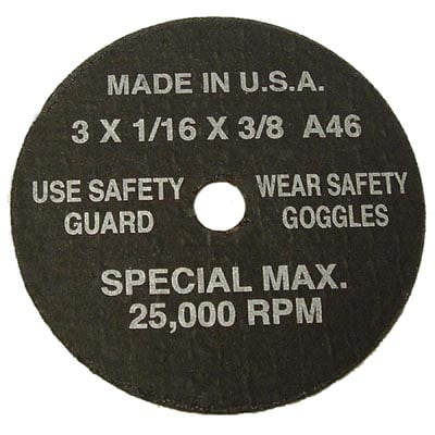 SG Tool Aid 94860 Cut-Off Wheels 3 x 1/16 x 3/8 Hole-5 per Display Card
