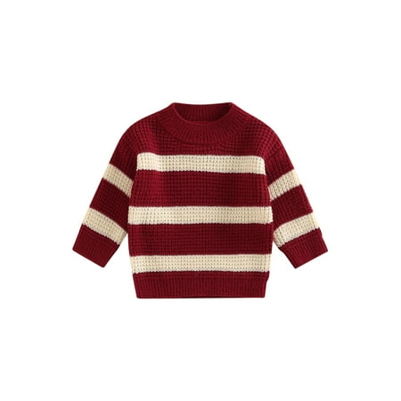 Frobukio Kids Toddler Boys Girls Knitted Sweaters Fall Winter Casual Striped Long Sleeve Round Neck Pullover Tops Jumpers Wine Red 12-24 Months
Frobukio Kids Toddler Boys Girls Knitted Sweaters Fall Winter Casual Striped Long Sleeve Round Neck Pullover Tops Jumpers Wine Red 12-24 Months