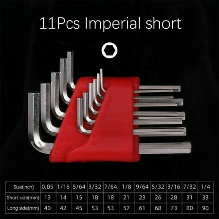 GLFILL 5/8/11 Pcs Hex Wrench Metric Wrench Inch Wrench L Wrench Size Short Hex Key Set