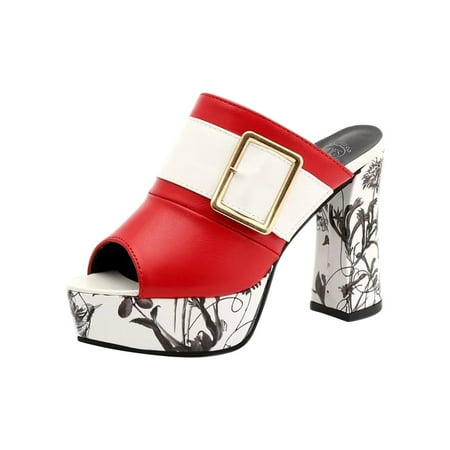 Dpityserensio Women s Thick Soled and Thick Heeled Slippers with Metal Buckle Sandals Red 4.5(35)
Dpityserensio Women s Thick Soled and Thick Heeled Slippers with Metal Buckle Sandals Red 4.5(35)