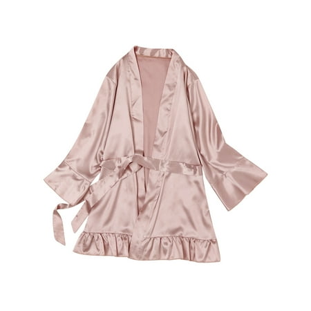 Colisha Ladies Sleepwear Solid Color Sleep Robe 3/4 Sleeve Casual Nightwear V Neck Boudoir Nighty Loose Ruffle Cardigan Lace Up Sleeping Skin Color L
Colisha Ladies Sleepwear Solid Color Sleep Robe 3/4 Sleeve Casual Nightwear V Neck Boudoir Nighty Loose Ruffle Cardigan Lace Up Sleeping Skin Color L