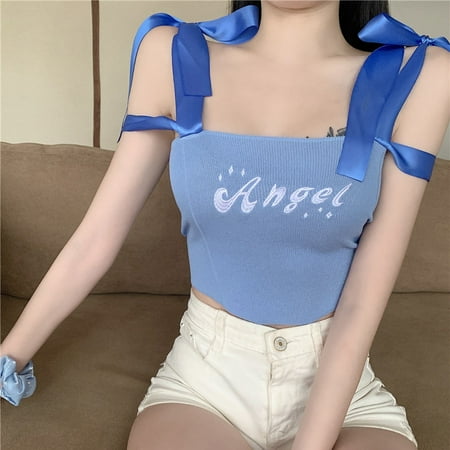 Women’s Casual Bandage Knitted Camisole Fashion Letter Embroidery Exposed Navel Suspender Tops
Women’s Casual Bandage Knitted Camisole Fashion Letter Embroidery Exposed Navel Suspender Tops