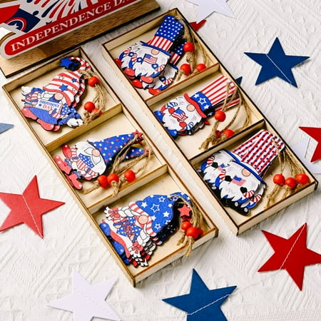 Gnomes Wooden Ornaments Box Hanging Assorted Style Patriotic Gnomes Shaped Wood Hanging Slices Pendants for 4th of July Party Home Decoration(3 Grids)
Gnomes Wooden Ornaments Box Hanging Assorted Style Patriotic Gnomes Shaped Wood Hanging Slices Pendants for 4th of July Party Home Decoration(3 Grids)