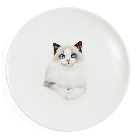 Pet Portrait White Porcelain Middle Print 6 Plate - I Love Ragdolls