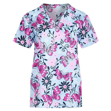 Women Scrub_Top Working Uniform Blouse Short Sleeve V-Neck Workwear T-Shirt with Pocket Comfy Tops S
Women Scrub_Top Working Uniform Blouse Short Sleeve V-Neck Workwear T-Shirt with Pocket Comfy Tops S