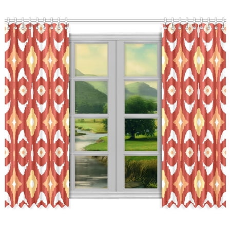 Mkhert Red Geometric Thermal Insulated Blackout Window Curtain Kitchen Curtain 52X84 Inch ,Set Of 2