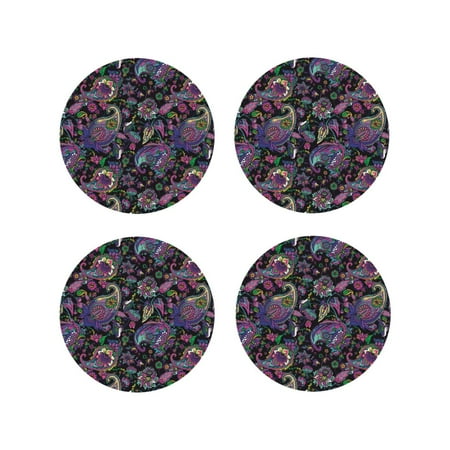 Leather Coasters Set of 4 - Purple Green Flower Paisley Lightweight Non-Slip Drink Coasters for Desk Anti-Scalding Desk Cup Coasters for Office Table Decor Round Shape
Leather Coasters Set of 4 - Purple Green Flower Paisley Lightweight Non-Slip Drink Coasters for Desk Anti-Scalding Desk Cup Coasters for Office Table Decor Round Shape
