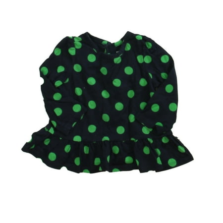 Pre-owned Gap Girls Navy | Green Long Sleeve T-Shirt size: 6-12 Months