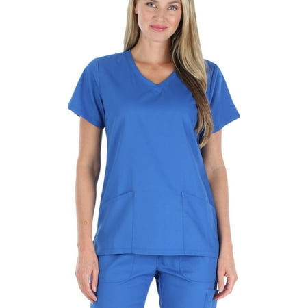 Olivia Rae Women and Women s Plus V-Neck Scrub Top with Pockets Female Scrub Tops