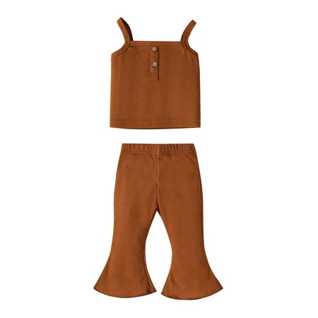 SAYOO Toddler Kids Girls Casual Suit Solid Color Sleeveless Button Sling Tops+Flared Long Pants
SAYOO Toddler Kids Girls Casual Suit Solid Color Sleeveless Button Sling Tops+Flared Long Pants