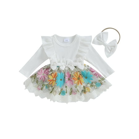 Wallarenear Baby Girls Romper Dress Floral Embroidery Mesh Tulle Skirt Hem Bodysuit Outfits White 3-6 Months
Wallarenear Baby Girls Romper Dress Floral Embroidery Mesh Tulle Skirt Hem Bodysuit Outfits White 3-6 Months
