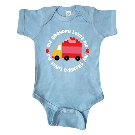 Inktastic Grandpa Loves Me Boys Valentine Truck Gift Baby Boy Bodysuit