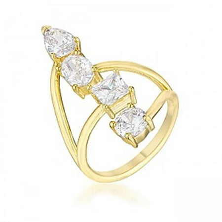 R08564G-C01-08 3ct Stunning Cubic Zirconia Goldtone Ring - Size 8
