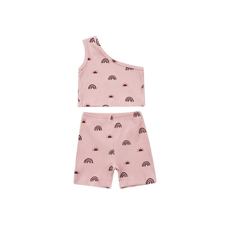 Canrulo Summer Lovely Kids Girls 2pcs Clothes Sets Sun Rainbow Printed Sleeveless One Shoulder Vest Tops Shorts Pink 18-24 Months
Canrulo Summer Lovely Kids Girls 2pcs Clothes Sets Sun Rainbow Printed Sleeveless One Shoulder Vest Tops Shorts Pink 18-24 Months