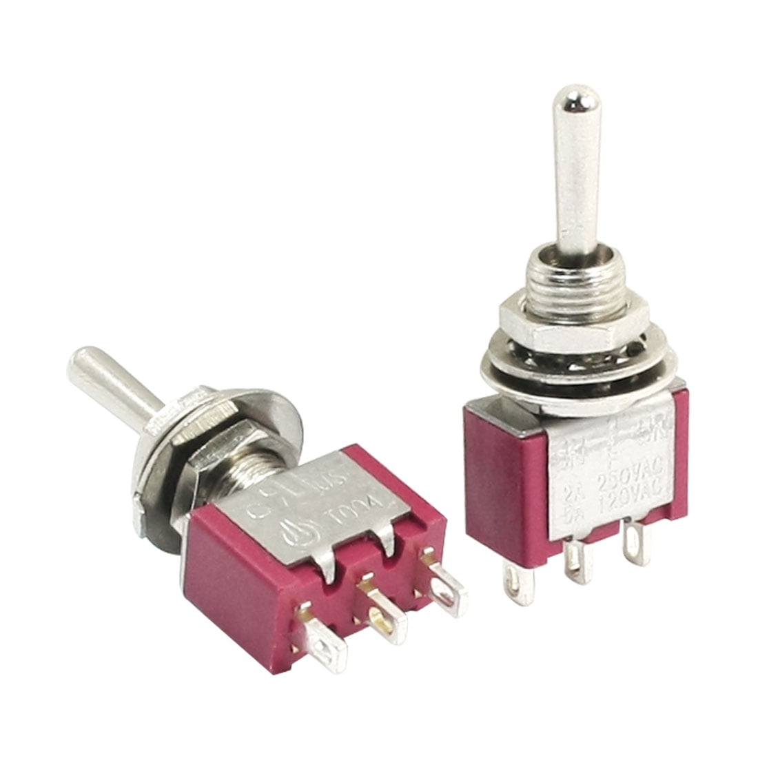 2pcs 6mm Panel Mounting 3Way SPDT Momentary Toggle Switch AC250V 2A