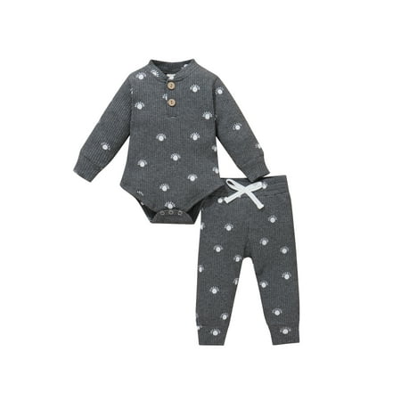 IZhansean Infant Baby Boys Girls Clothes 2pcs Sun Printed Long Sleeve Button Romper Tops Pants Set Dark Gray 9-12 Months
IZhansean Infant Baby Boys Girls Clothes 2pcs Sun Printed Long Sleeve Button Romper Tops Pants Set Dark Gray 9-12 Months