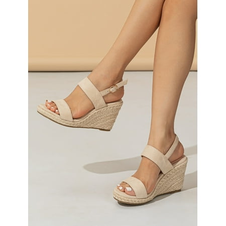 Minimalist Slingback Espadrille Faux Suede Wedge Sandals Women‘s Footwear