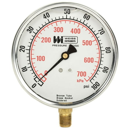 Liquid Filled 4 Dial 1/4 Bottom 0-300PSI
