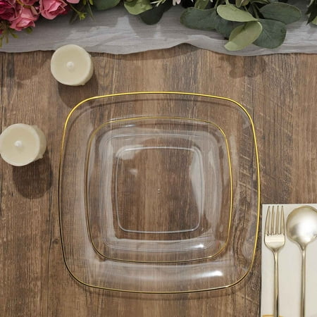Efavormart 10 Pack | 7 Clear With Gold Rim Square Plastic Dessert Party Plates Disposable Appetizer Salad Plates
Efavormart 10 Pack | 7 Clear With Gold Rim Square Plastic Dessert Party Plates Disposable Appetizer Salad Plates