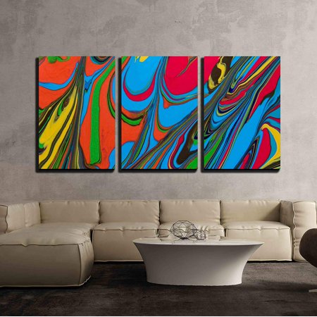 wall26 - 3 Piece Canvas Wall Art - Close Up of Different Color Oil Paint - Modern Home Decor Stretched and Framed Ready to Hang - 16"x24"x3 Panels