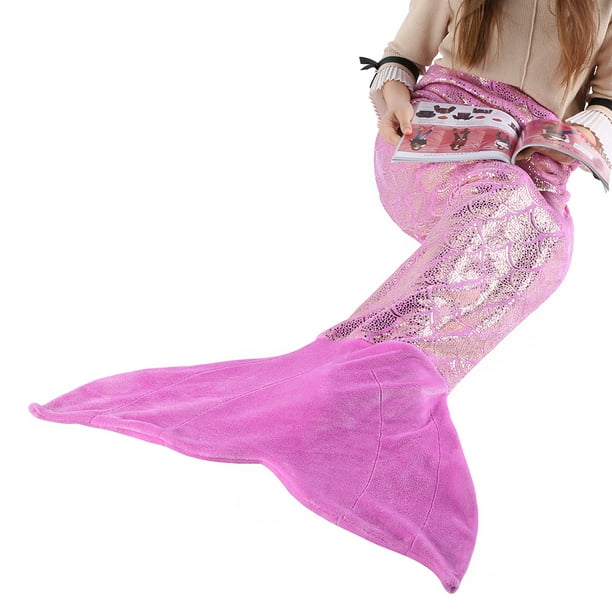 LANGRIA Mermaid Tail Blanket for Adults and Children Soft Warm All Season Snuggle Sleeping Life-like Little Mermaid Glittering Flannel Throw Blanket for Bed Sofa Couch (60 x 25 inches)