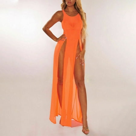 Women Underwear Pajamas Nightclub Party Suspender See-Through Slit Dress