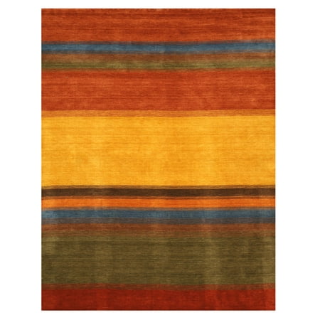Handmade Wool Multicolored Contemporary Stripe Gabbeh Rug
