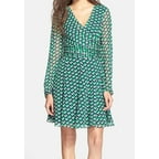 Diane von Furstenberg NEW Green Women's Size 8 Flare Sheath Silk Dress