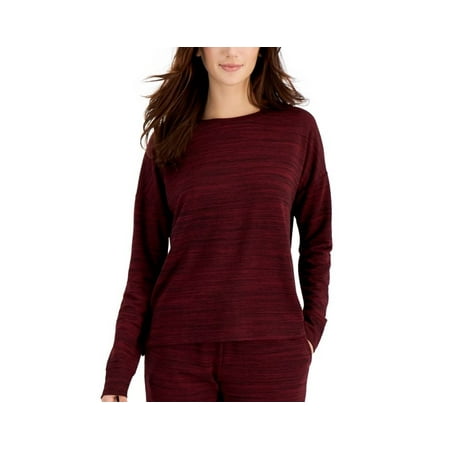Alfani Womens French Terry Pajama Top Garnet Stone Medium
