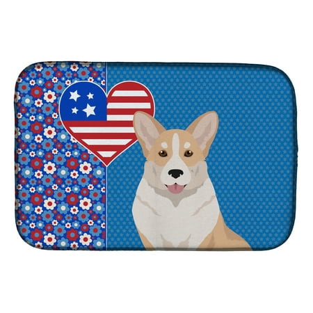 Fawn Cardigan Corgi USA American Dish Drying Mat 14 in x 21 in