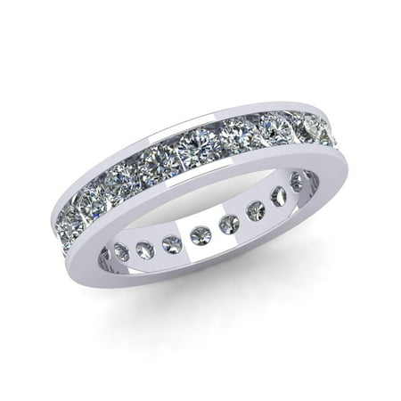 Natural 2.25Ct Round Cut Diamond Classic Channel Set Women's Anniversary Wedding Eternity Band Ring Solid 14k White Gold F VS2