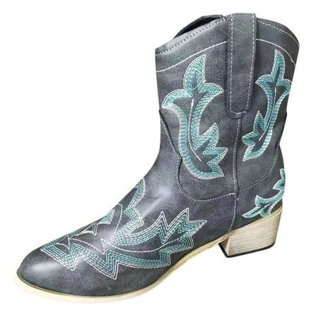 iOPQO Women s Ankle Boots Retro Women Embroidery Square Heels Slip-On Short Booties Pointed Toe Shoes pointed leather square Grey 38
iOPQO Women s Ankle Boots Retro Women Embroidery Square Heels Slip-On Short Booties Pointed Toe Shoes pointed leather square Grey 38