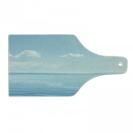 

Ocean Cutting Board Aquatic Seascape Sky Landscape Tropical Lands Relaxation Spot in the Coast Decorative Tempered Glass Cutting and Serving Board Wine Bottle Shape Blue White by Ambesonne