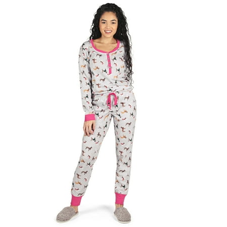 MeMoi 2 Piece Women s Dog Mania Cotton Blend Pajama Set - Womens - Female