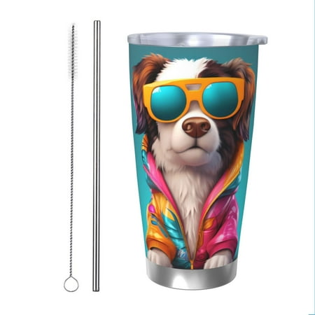 Bingfone Colorful Sunglasses Dog for 20 Oz Stainless Steel Travel Mug Double Wall Water Coffee Cup for Home Office Outdoor Works Great for Ice Drinks and Hot Beverage-Straw Two-piece Set
Bingfone Colorful Sunglasses Dog for 20 Oz Stainless Steel Travel Mug Double Wall Water Coffee Cup for Home Office Outdoor Works Great for Ice Drinks and Hot Beverage-Straw Two-piece Set