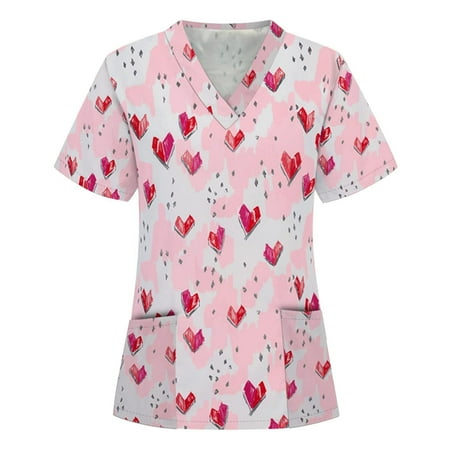 Valentine s Day Ladies Print Scrub Tops for Women Working Uniform T-Shirts Breathable Pattern V-Neck Scrub Shirt Tee Tops
Valentine s Day Ladies Print Scrub Tops for Women Working Uniform T-Shirts Breathable Pattern V-Neck Scrub Shirt Tee Tops