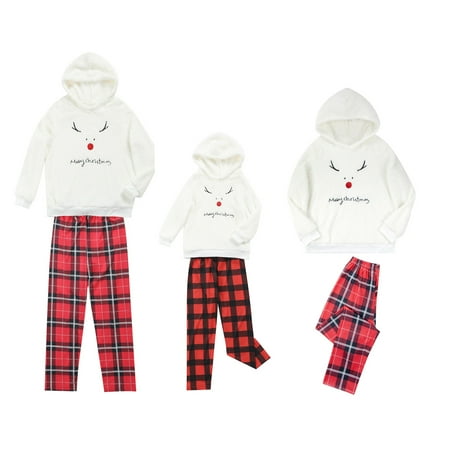 WenaZao Christmas Family Pajamas Set Deer Embroidery Tops+Trousers/Romper