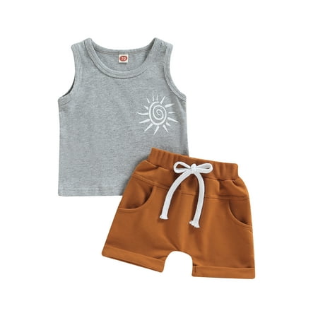 Arvbitana 2Pcs INfant Baby Boy Summer Outfits Sleeveless Sun Print Tank Tops + Knot Front Shorts Set 0-3 Years
Arvbitana 2Pcs INfant Baby Boy Summer Outfits Sleeveless Sun Print Tank Tops + Knot Front Shorts Set 0-3 Years