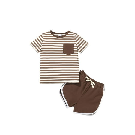 KuriozudToddler Boy Clothes Short Sleeve Pocket Tee Shirt Shorts