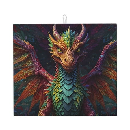 Dish Drying Mats for Kitchen Counter Whimsical Dragon Color Cool 16x18in Dish Drying Pad Coffee Mat with Hanging Loop Super absorbent Kitchen Counter Mat Coffee Bar Accessories
Dish Drying Mats for Kitchen Counter Whimsical Dragon Color Cool 16x18in Dish Drying Pad Coffee Mat with Hanging Loop Super absorbent Kitchen Counter Mat Coffee Bar Accessories