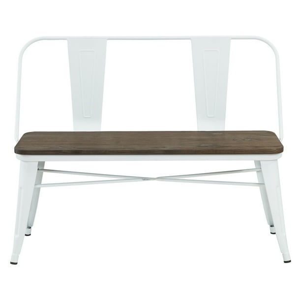 Industrial Style Dining Bench, White